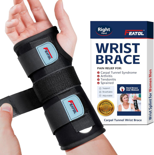Wrist Brace, FSA HSA Eligible Hand Brace, Carpal Tunnel Wrist Splint Night Support for Women Men, Pain Relief Support -Tendonitis, Arthritis, Sprain, Right Hand, Medium/Large